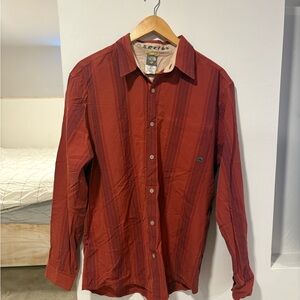 The North Face Men's Deep Red stripe Cotton Shirt